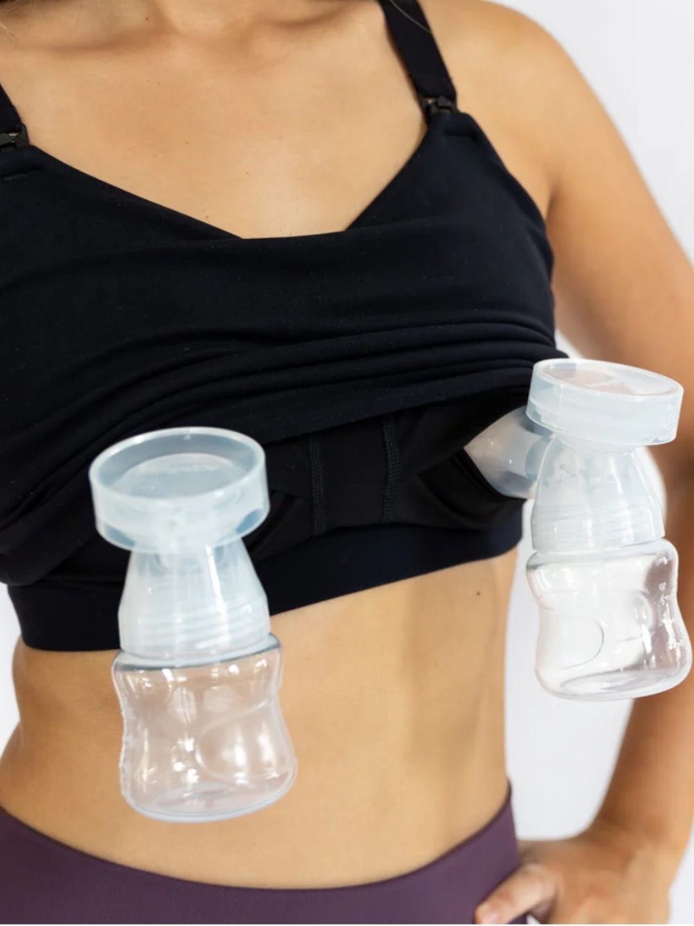 NWT Love & Fit Cadence Nursing Pumping Bra Hands Free Breastfeeding Large Black - Picture 2 of 15